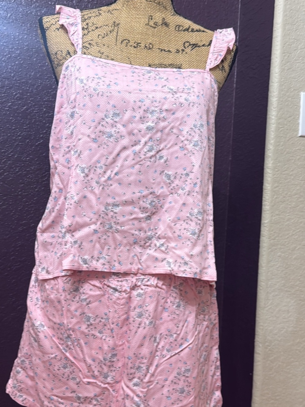 Women's Pink Floral Camisole & Short Sleep Set